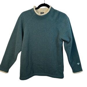 Kuhl Alfpacacore Teal Sherpa Fleece Sweater Women’s Small Cozy Crewneck Hiking